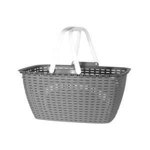 Wasmand met hengsels - grijs/wit - 26 liter - L43 x B30 x H21 cm