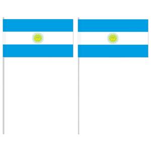 Zwaaivlaggetje Argentinie - 12 x 24 cm - stokje 40 cm - Argentijnse versiering - handvlag - vlaggetj