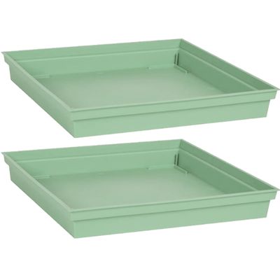 2x stuks bloempot kunststof onderschalen Toscane groen vierkant L33 x B33 x H5 cm 2x stuks bloempot kunststof onderschalen Toscane groen vierkant L33 x B33 x H5 cm