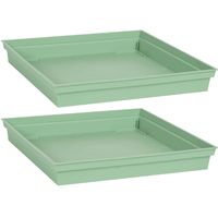 2x stuks bloempot kunststof onderschalen Toscane groen vierkant L33 x B33 x H5 cm