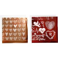 Creativ Company Deco folie en transfervel, harten en love, vel 15x15 cm, rood, 2x2 vel/ 1 doos