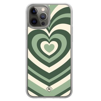 iPhone 12 (Pro) hybride hoesje - Groen hart swirl iPhone 12 (Pro) hybride hoesje - Groen hart swirl