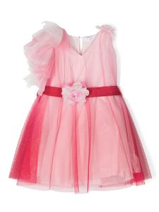 Monnalisa robe en tulle à deisgn à une épaule - Rose