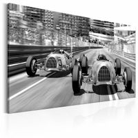 Schilderij - Formule 1 retro, Monaco, Zwart/Wit, 3 maten, Premium print