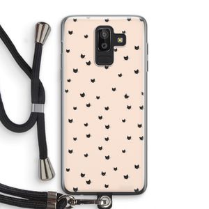 Kleine kattenkopjes: Samsung Galaxy J8 (2018) Transparant Hoesje met koord