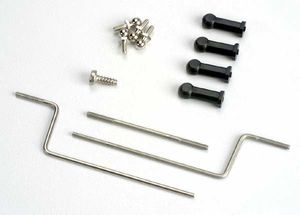 Outdrive connecting rod/nylon ball connector ends (4)/chrome ball connectors (4)/steering servo rods (2)/ steering servo horn with 2.6 x 8mm screw
