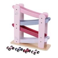 Jipy houten autobaan + 4 auto's roze - thumbnail