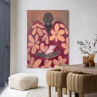 Urban Cotton Wandkleed 'Borrowed Home' 110 x 145cm in Frame - black