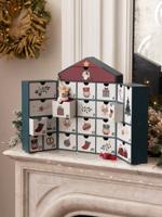 Adventskalender huis van karton groen, bedrukt