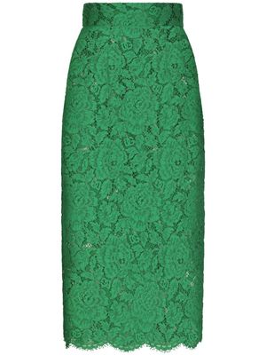Dolce & Gabbana jupe mi-longue en dentelle fleurie - Vert