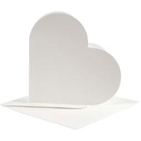 Creativ Company Hartvormige kaarten, afmeting kaart 12,5x12,5 cm, afmeting envelop 13,5x13,5 cm, off-white, 10 set/ 1 doos