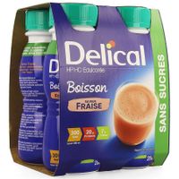 Delical Melkdrank Hp-hc Z/suiker Aardbei 4x200ml - thumbnail