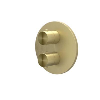 Afbouwdeel IVY Concord Inbouwthermostaat 2-weg Met Rond Rozet RVS316 Geborsteld Mat Goud PVD