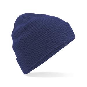 Beechfield Organic Beanie mwintermuts - donkerblauw - heren - 100% gebreid katoen - Biologisch