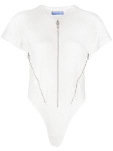 Mugler body zippé à découpes - Blanc