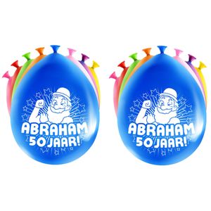 24x stuks Abraham/50 jaar feest ballonnen - diverse kleuren - latex - ca 30 cm