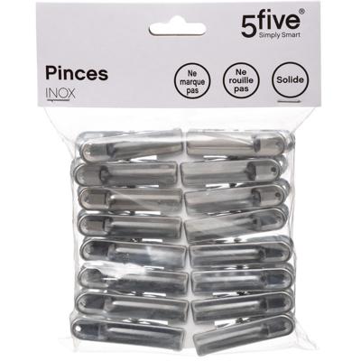 5Five wasknijpers - 64x stuks - van RVS - Was ophangen - Was knijpers - 6 cm