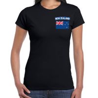 New zealand t-shirt met vlag Nieuw-Zeeland zwart op borst voor dames