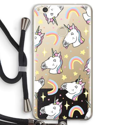 Rainbow Unicorn: Huawei Ascend P8 Lite (2017) Transparant Hoesje met koord