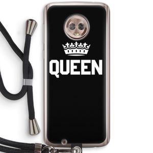 Queen zwart: Motorola Moto G6 Transparant Hoesje met koord