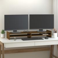 VidaXL Monitorstandaard 100x27x15 cm massief grenenhout honingbruin - thumbnail