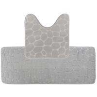 Tendance Badkamer Matten set Pebble - lichtgrijs - extra lang - memory foam - microfiber