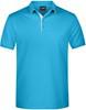 James & Nicholson JN726 Men´s Polo Single Stripe - Turquoise/White - L