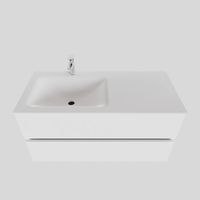 Badkamermeubel Solid Surface BWS Oslo 100x46 cm Links Mat Wit (met 1 kraangat) - thumbnail