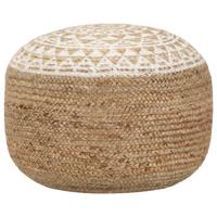 Poef handgemaakt 45x30 cm jute wit