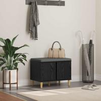 Halbank met kussen met opslag Zwart Eiken 60 x 38 x 46 cm