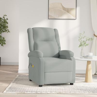 Massagestoel elektrisch fluweel lichtgrijs