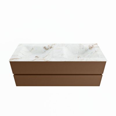 MONDIAZ VICA-DLUX 130cm badmeubel onderkast Rust 2 lades. Inbouw wastafel CLOUD dubbel 2 kraangaten, kleur Frappe.