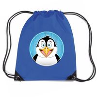 Pinguin dieren trekkoord rugzak / gymtas blauw voor kinderen   -