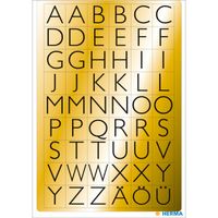 Stickervelletjes met 216x stuks alfabet plak letters A tot Z zwart/goud 13x12 mm - thumbnail