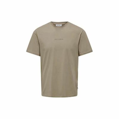 Heren-T-Shirt met Korte Mouwen Only & Sons Onslevi Life Reg Text Desert Lichtbruin - Maat: L