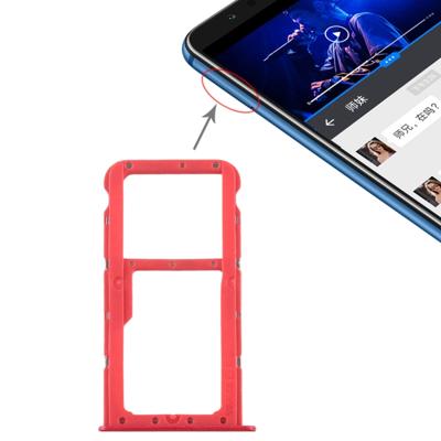 SIM-kaart lade + SIM-kaart lade/micro SD-kaart lade voor Huawei Honor Play 7X (rood)