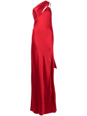 Michelle Mason robe longue drapée en soie - Rouge