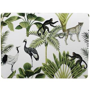 Mars & More tafel placemat jungle print wit - 2x stuks - kurk - 30 x 40 cm - Onderleggers