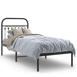 Bedframe met hoofdbord metaal zwart 80x200 cm