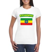 Vlag Ethiopie t-shirt - wit - vlag van het land print - voor dames - korte mouwen - supporters - thumbnail
