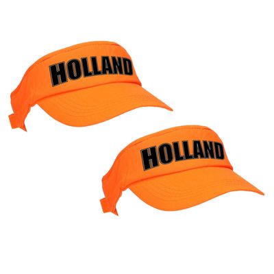 2x stuks Holland supporter zonneklep / sun visor oranje voor Koningsdag en EK / WK fans 2x stuks Holland supporter zonneklep / sun visor oranje voor Koningsdag en EK / WK fans