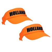 2x stuks Holland supporter zonneklep / sun visor oranje voor Koningsdag en EK / WK fans - thumbnail