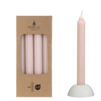 Potlood kaarsen set 4 stuks dia. 2.2 x H 20 cm wit roze - Hortus