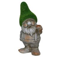 Tuinkabouter beeldje - Dwarf Barry - Polystone - grasgroene muts - 28 cm