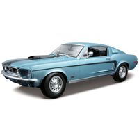 Modelauto Ford Mustang GT Cobra 1968 blauw 24 cm 1:18