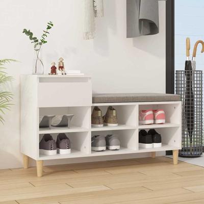 Schoenenkast 102x36x60 cm bewerkt hout wit