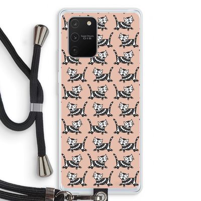 Zwarte poes: Samsung Galaxy S10 Lite Transparant Hoesje met koord