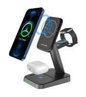 Swissten 3 in 1 Draadloze Oplader - MagSafe standaard - voor iPhone, Airpods en Apple Watch - 22.5W - Zwart Swissten 3 in 1 Draadloze Oplader - MagSafe standaard - voor iPhone, Airpods en Apple Watch - 22.5W - Zwart