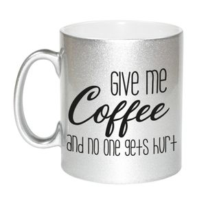 Give me coffee cadeau koffiemok / theebeker zilver 330 ml   -