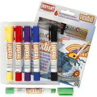 PlayColor® Playcolor textielverf, l: 14 cm, diverse kleuren, 5 gr, 6 stuk/ 1 doos